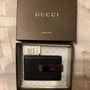 Gucci money/card holder clip wallet